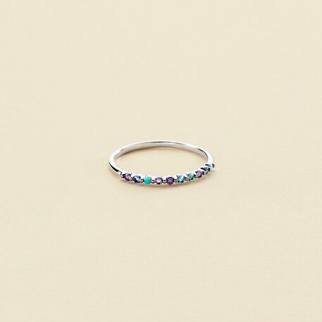 Bague fine BELOVED - Multicolore / Argenté - Bagues  | Agatha