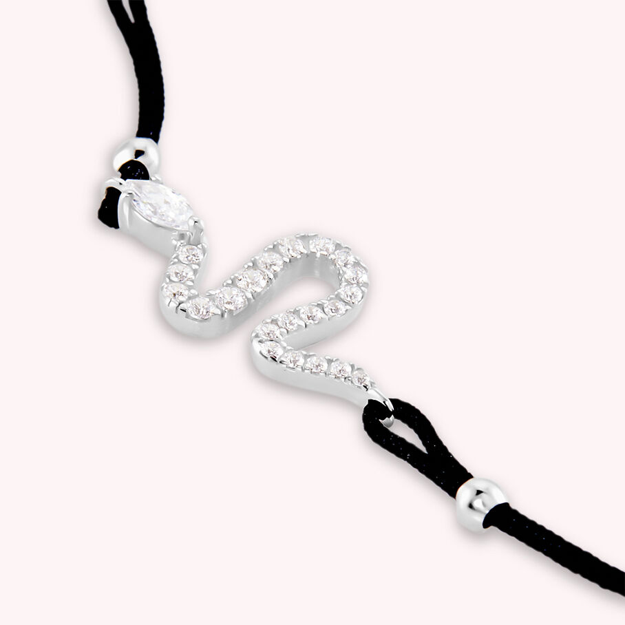 Bracelet cordon SNAKY - Cristal / Noir - Bracelets  | Agatha