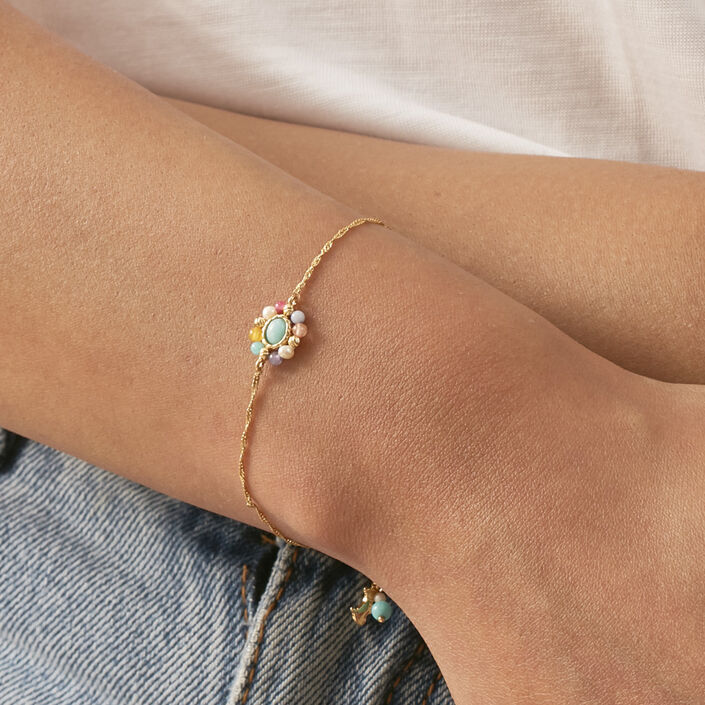 Bracelet souple ARLEQUIN - Multicolore / Doré - Bracelets  | Agatha