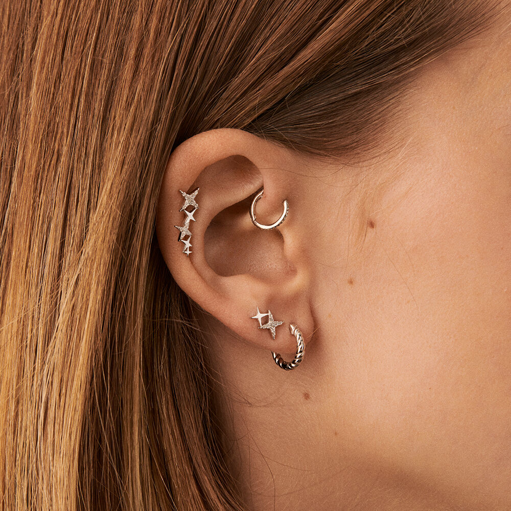 Piercing puce SHINING - Cristal / Argent&eacute; - Argent v&eacute;ritable  | Agatha