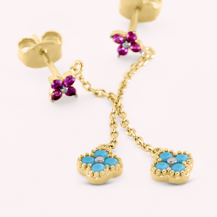 Boucles d'oreilles pendantes BELOVED - Multicolore / Doré - Boucles d'oreilles  | Agatha