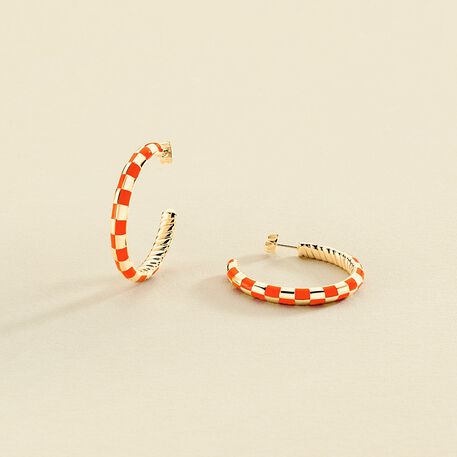 Créoles BRIGITTE - Orange / Doré - Boucles d'oreilles  | Agatha