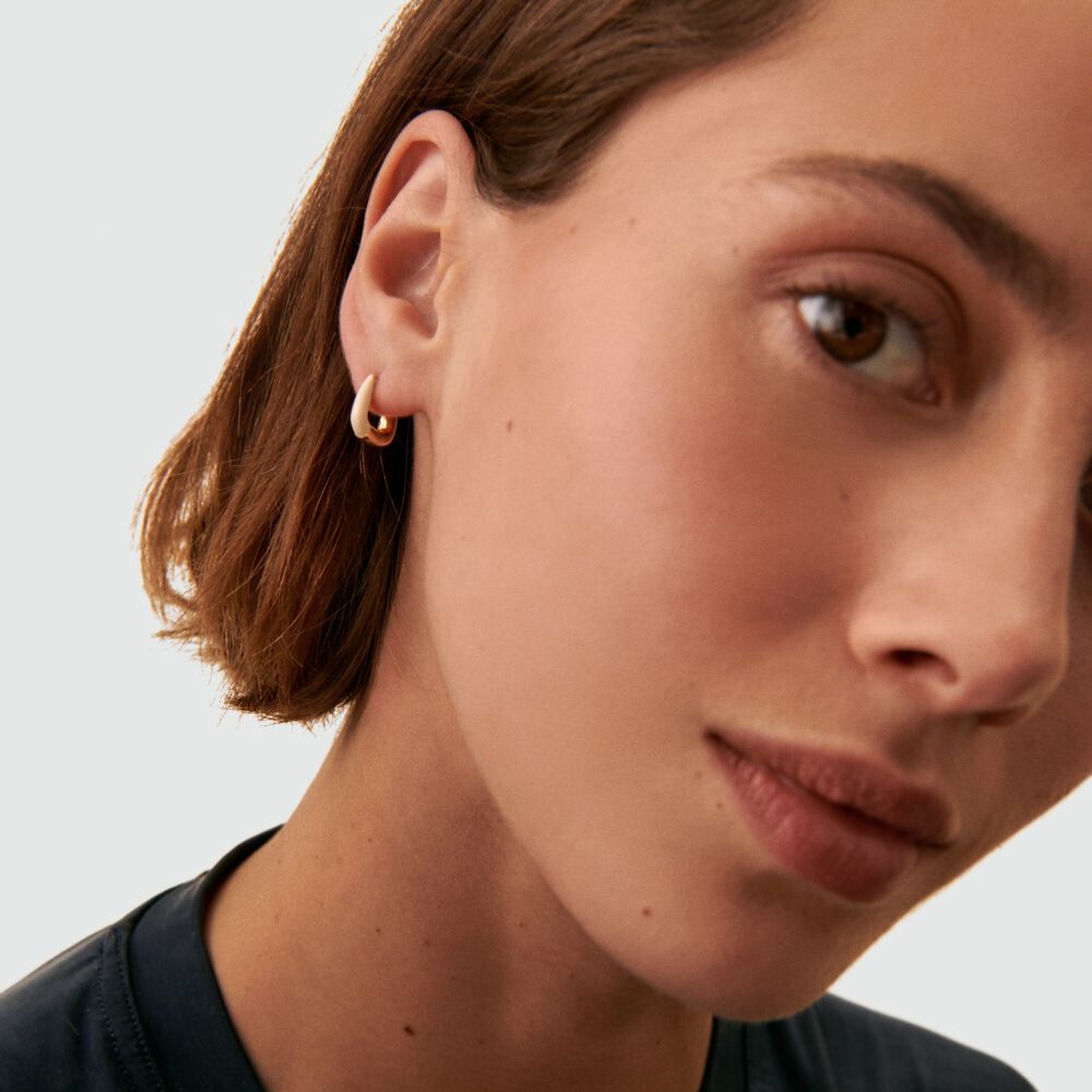 Piercing cr&eacute;ole SUZETTE - Blanc / Dor&eacute; - Argent v&eacute;ritable  | Agatha