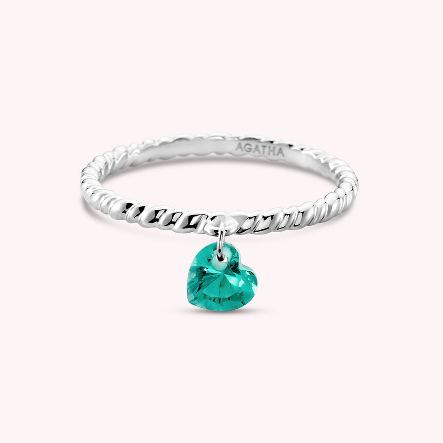 Bague fine BEGUIN - Vert / Argenté - Bagues  | Agatha