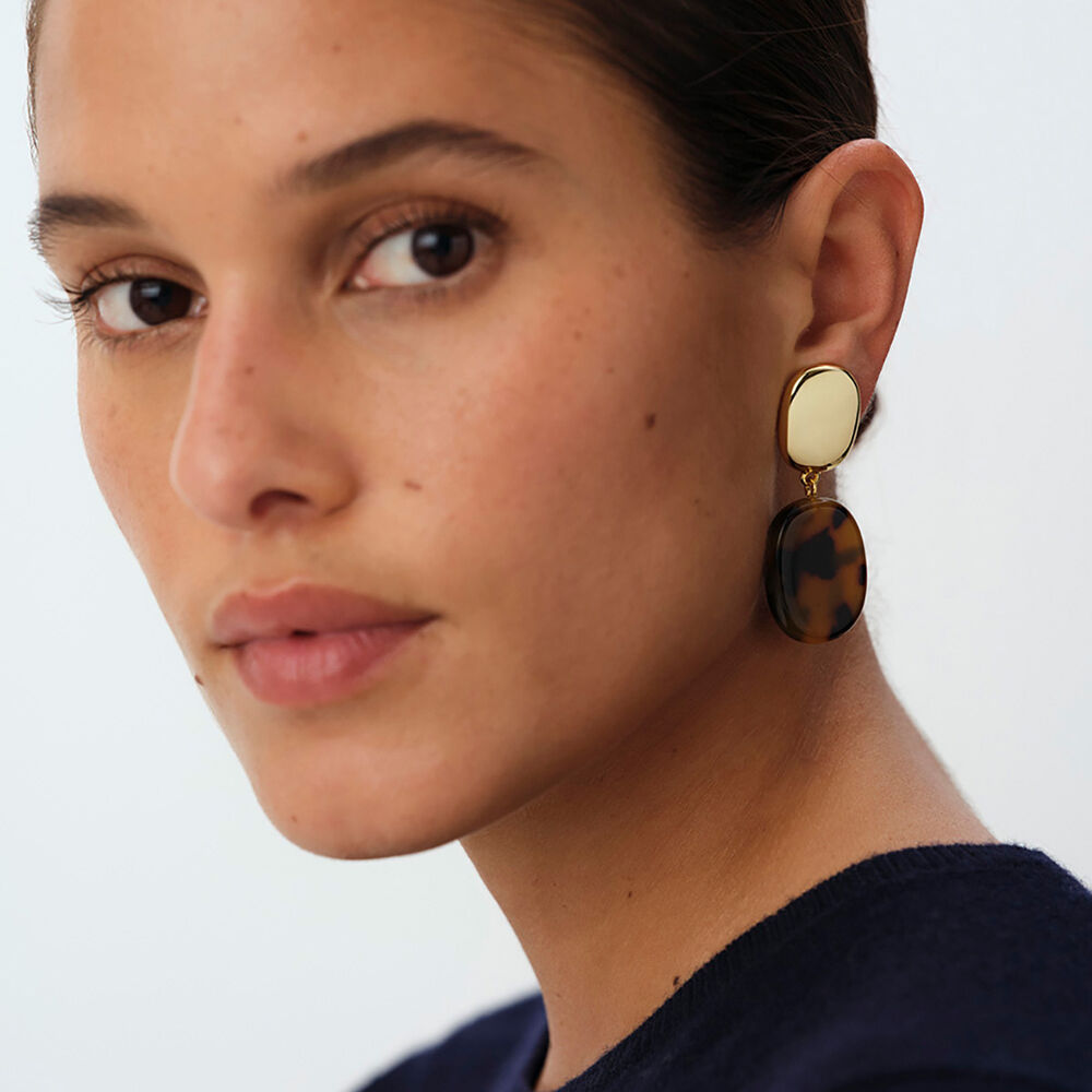 Boucles d'oreilles clips TURENNE - Ecaille / Doré - Boucles d'oreilles clips  | Agatha