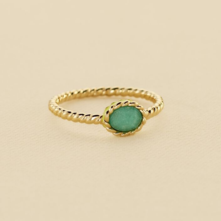 Bague fine ATMA - Amazonite/ jaune - Bagues  | Agatha