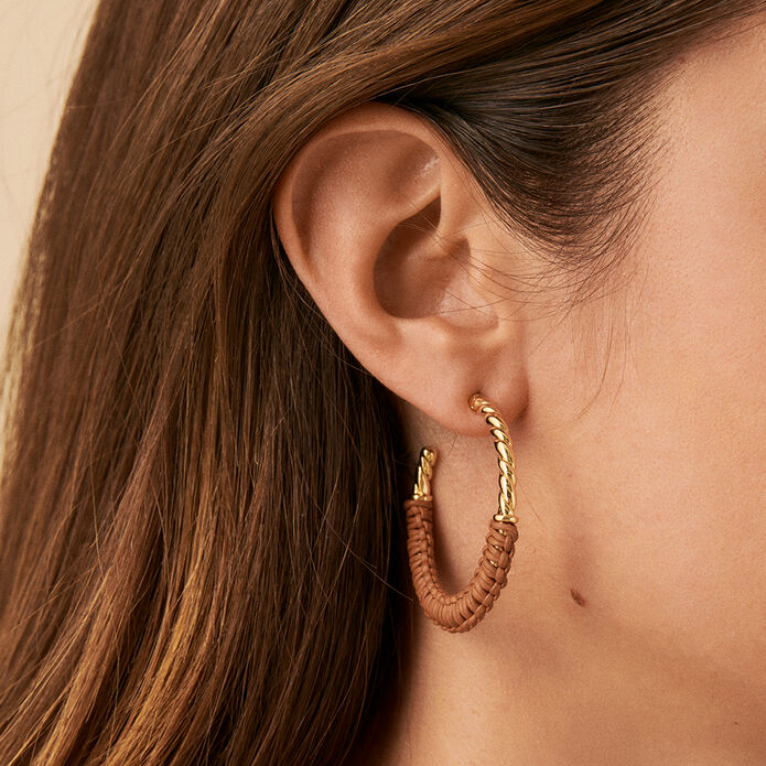 Créoles TWIGGY - Doré / Camel - Boucles d'oreilles  | Agatha