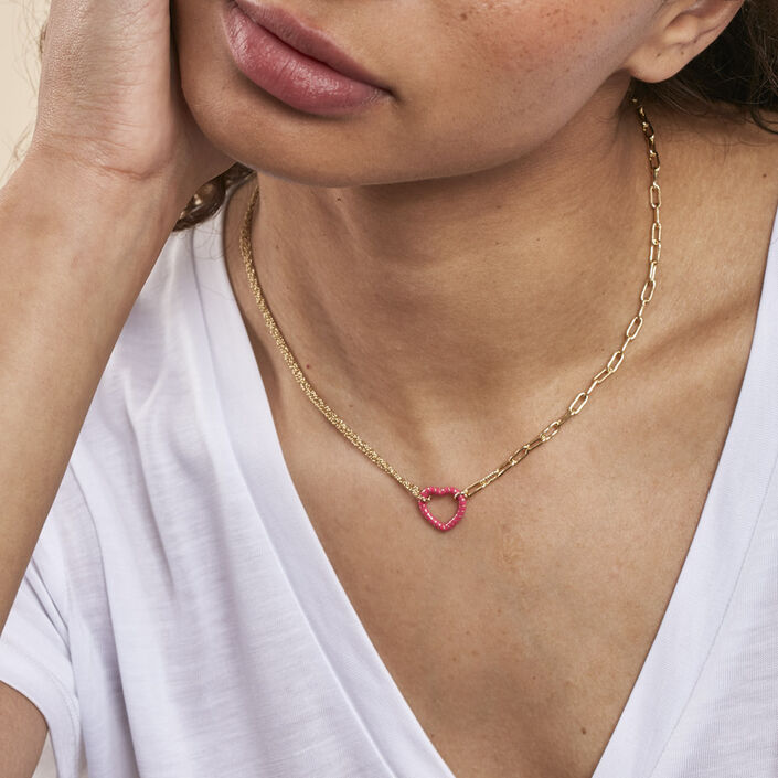 Collier ras du cou SESHA - Rose / Doré - Colliers  | Agatha