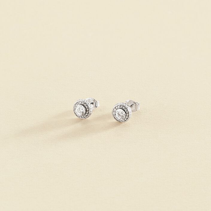 Boucles d'oreilles puces IMPERIAL - Cristal / Argenté - Boucles d'oreilles puces  | Agatha