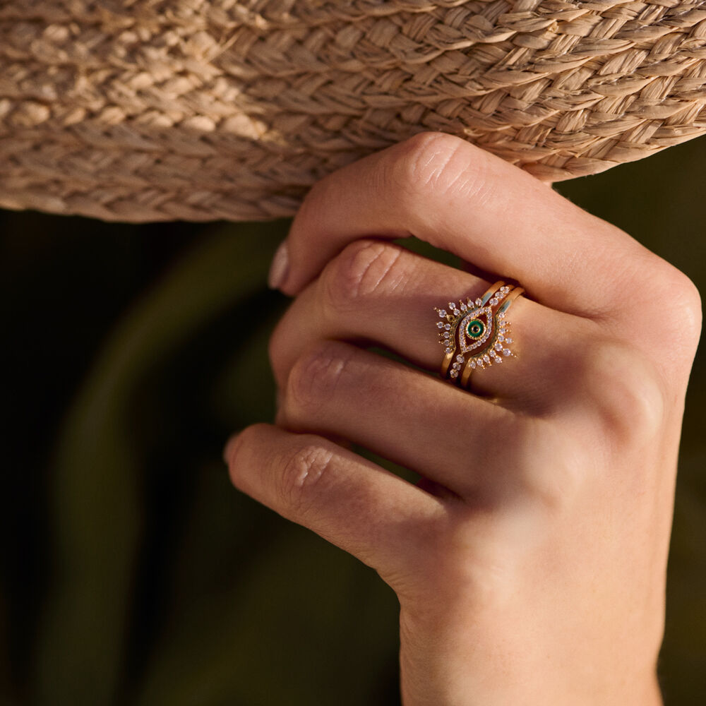 Bague fine LUCKY EYE - Cristal / Doré - Bagues  | Agatha