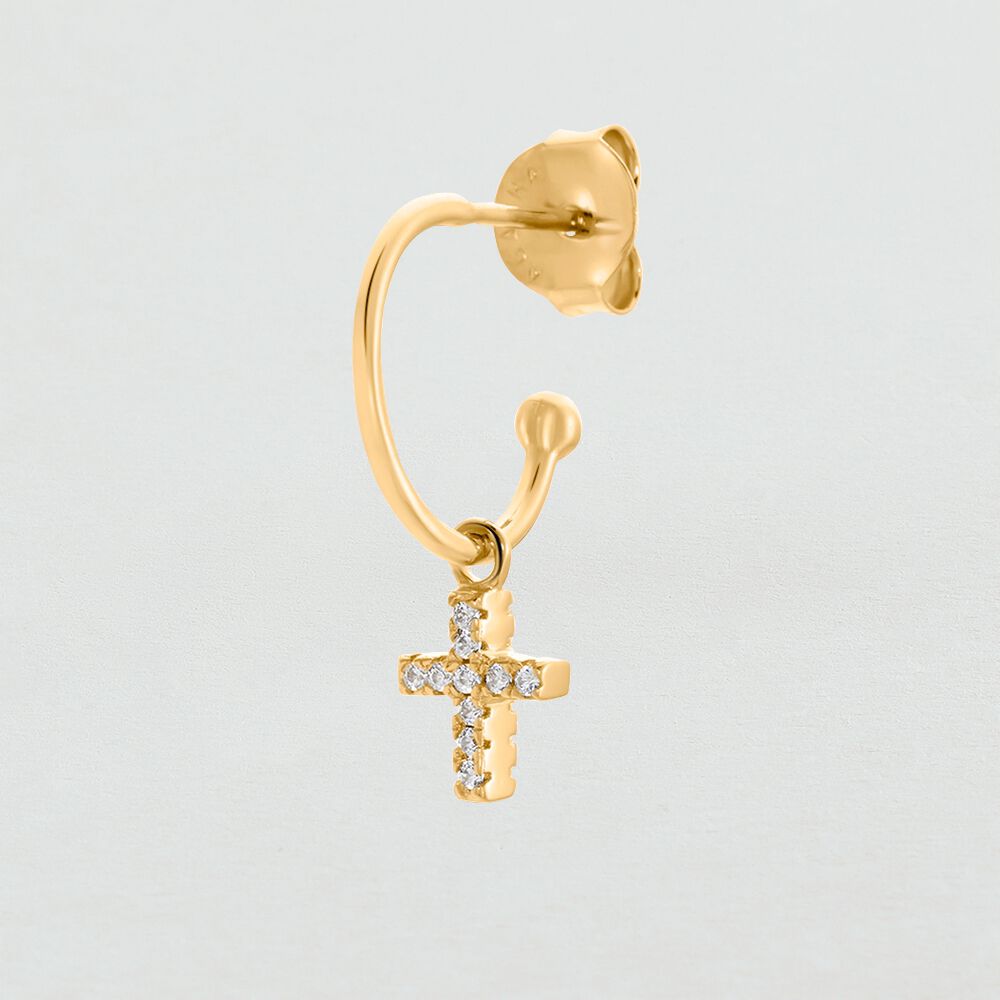 Piercing créole CRIOCRUZ - Cristal / Doré - Argent véritable  | Agatha