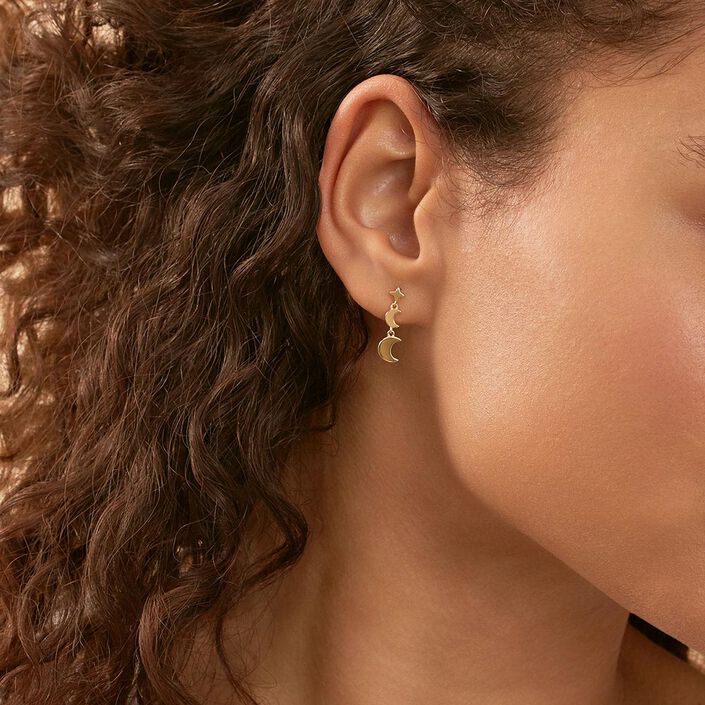 Boucles d'oreilles pendantes LUNAISON - Doré - Boucles d'oreilles  | Agatha