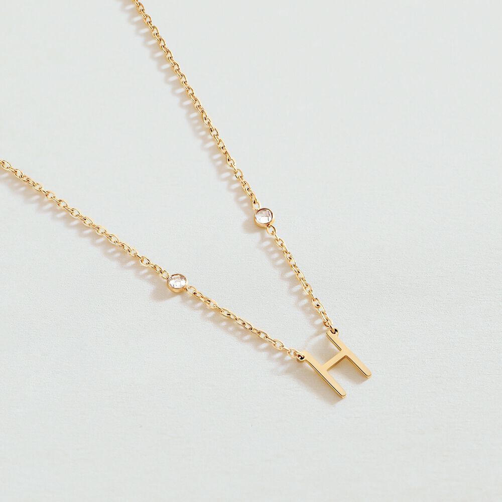 Collier ras du cou LETTRE H - Cristal / Doré - Outlet  | Agatha