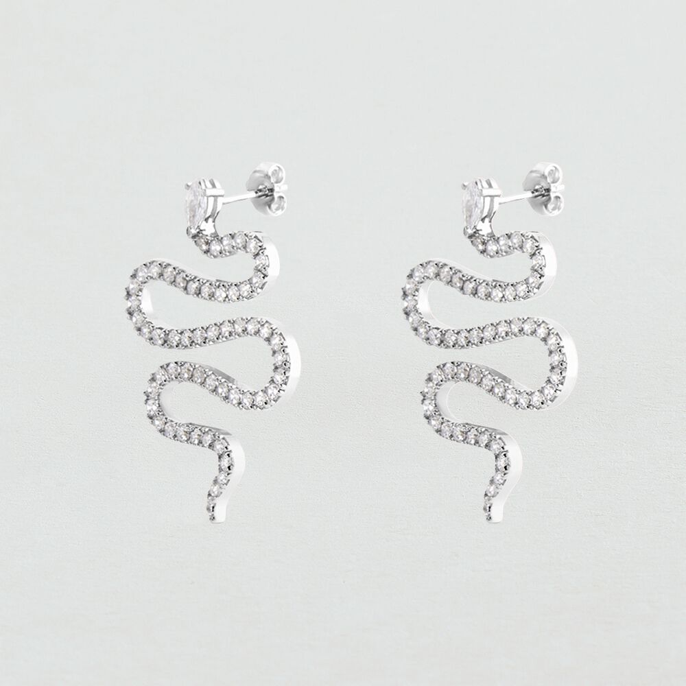 Boucles d'oreilles pendantes SNAKY - Cristal / Argent&eacute; - Boucles d'oreilles pendantes  | Agatha