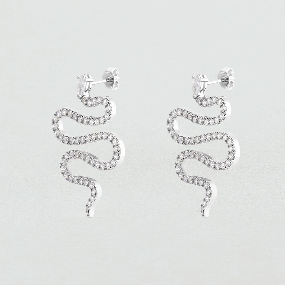 Boucles d'oreilles pendantes SNAKY - Cristal / Argenté - Boucles d'oreilles pendantes  | Agatha