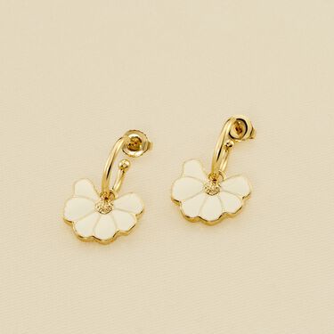 Créoles FLORA - Doré / Blanc - Boucles d'oreilles  | Agatha
