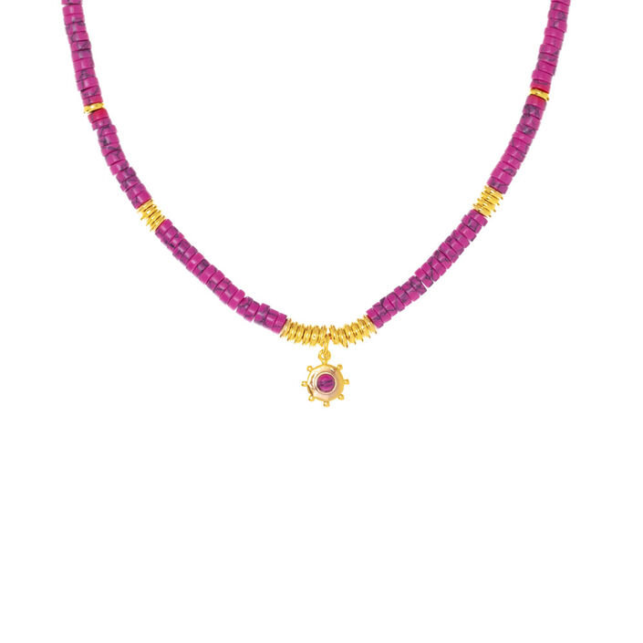 Collier ras du cou BAIA - Fuchsia / Doré - Colliers  | Agatha