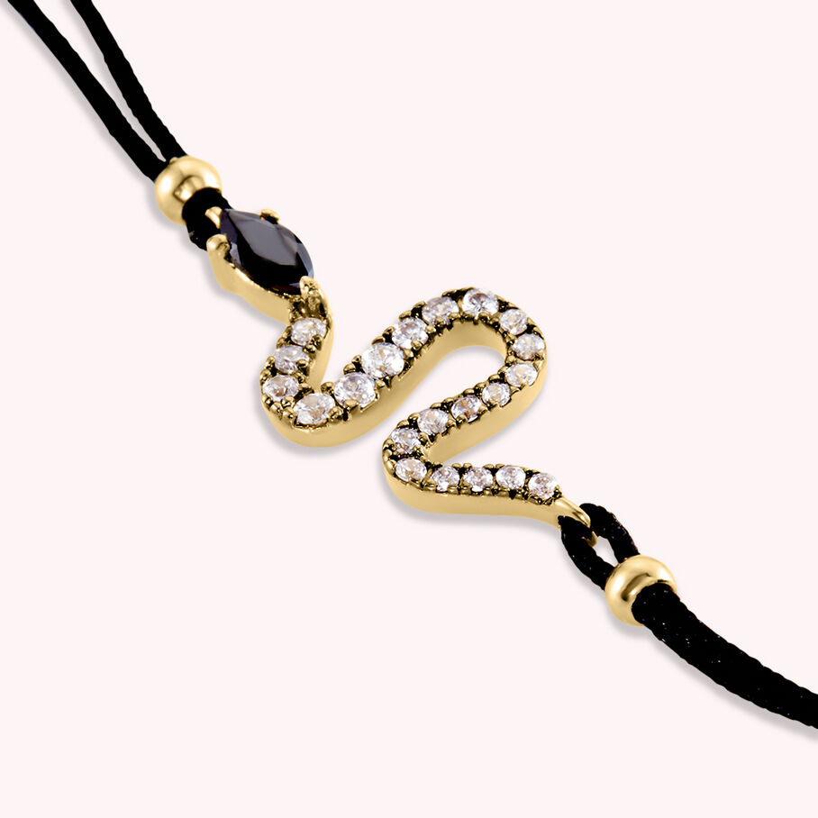 Bracelet cordon SNAKY - Doré / Noir - Bracelets  | Agatha