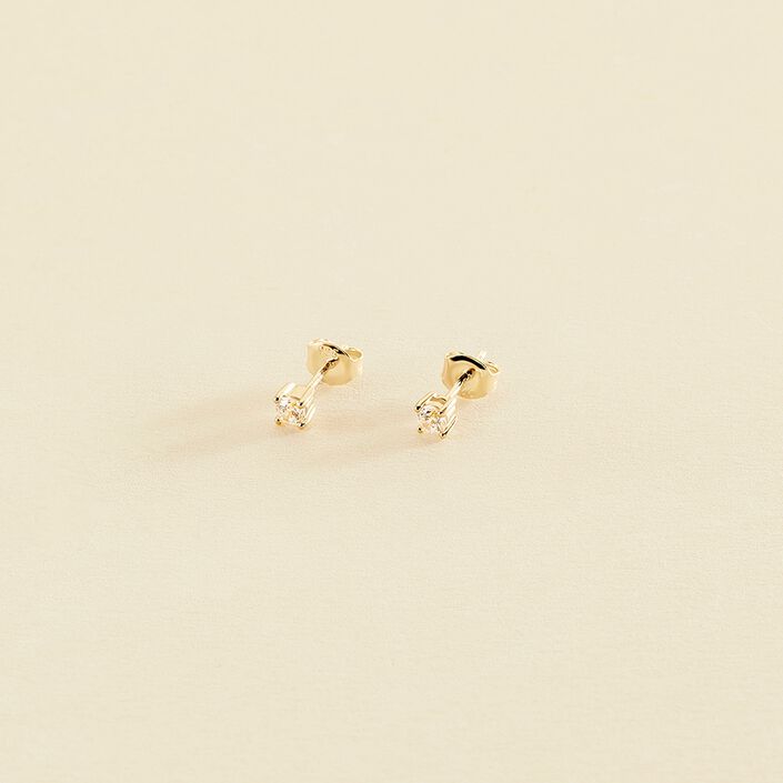 Boucles d'oreilles puces SOL - Cristal / Doré - Boucles d'oreilles puces  | Agatha