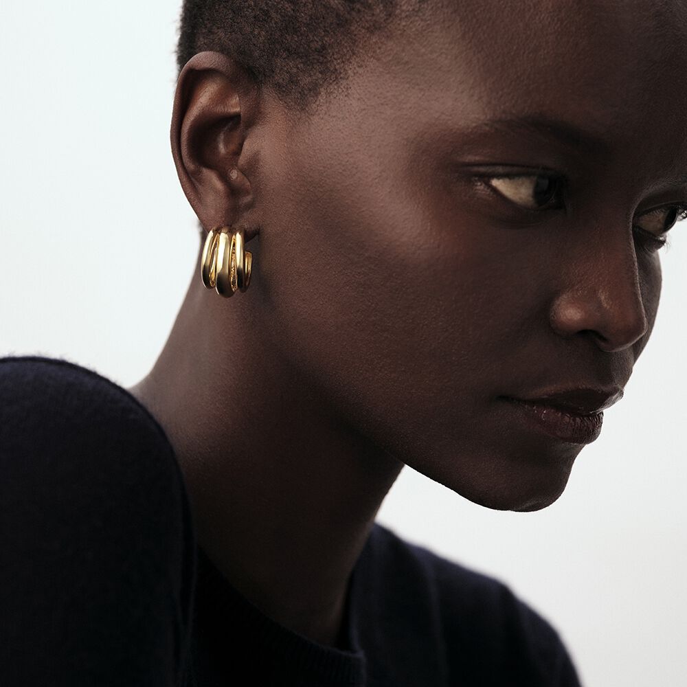 Créoles TRIJONC - Doré - Boucles d'oreilles fantaisies  | Agatha