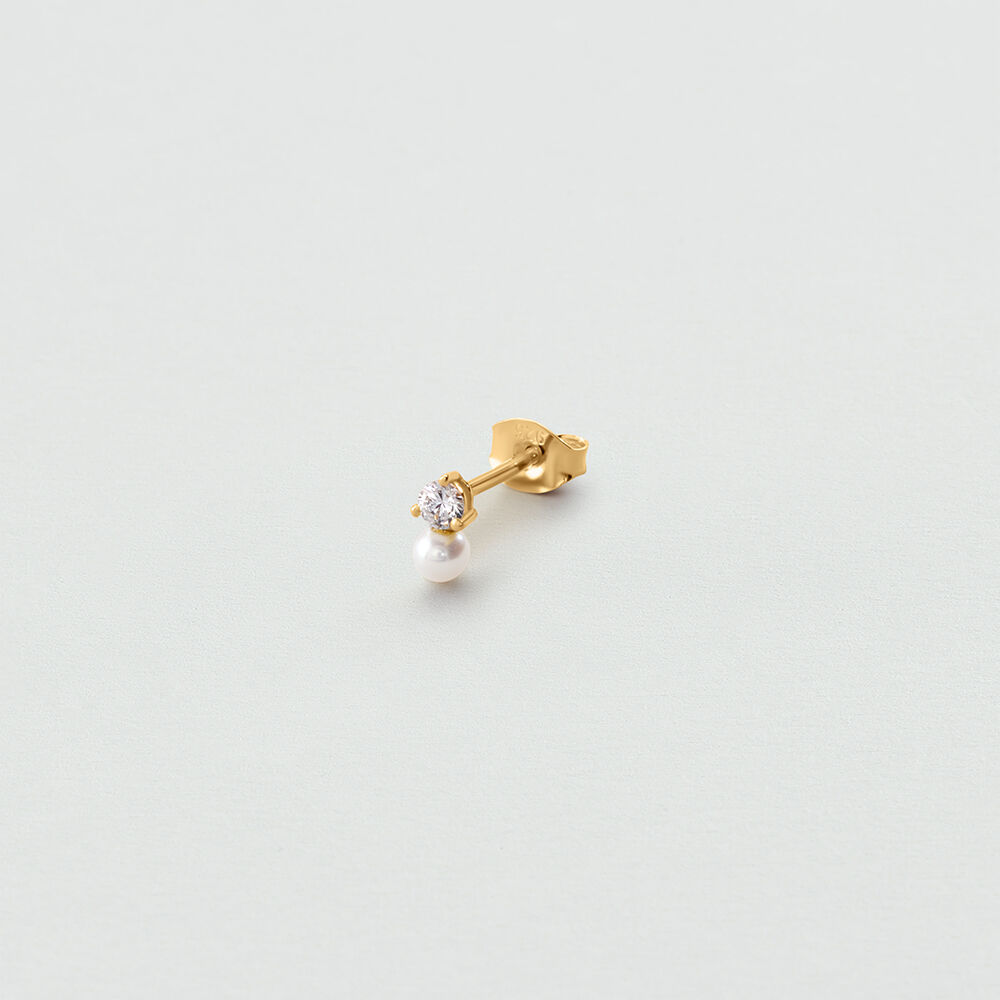 Puce &agrave; l'unit&eacute; PERLE MIX & MATCH - Perle / Dor&eacute; - Boucles d'oreilles puces  | Agatha