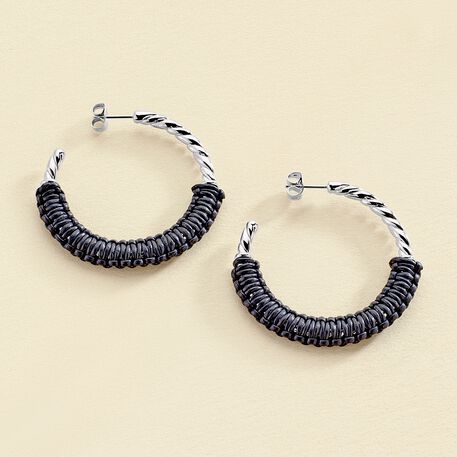 Créoles TWIGGY - Argenté / bleu foncé  - Boucles d'oreilles  | Agatha