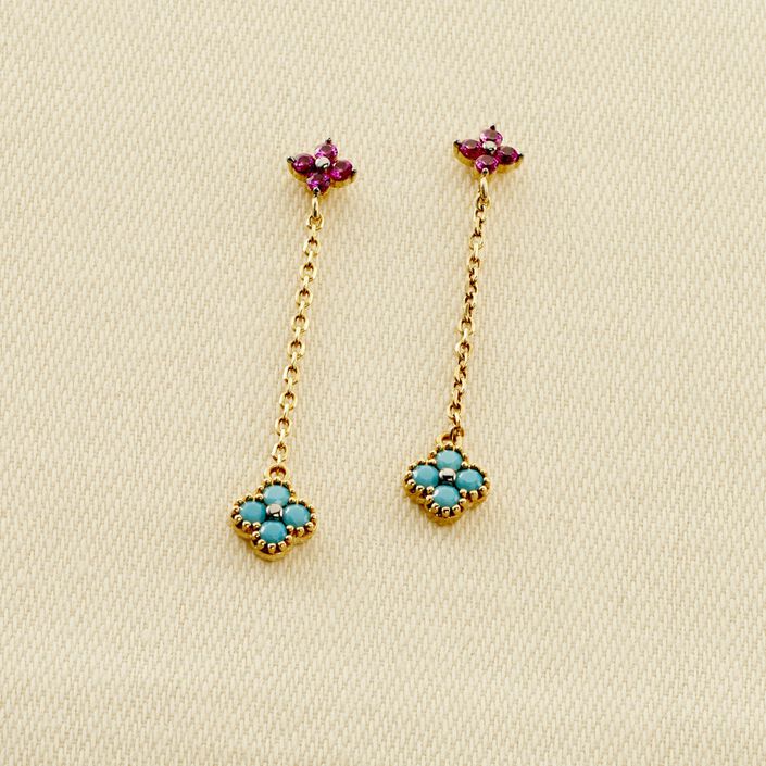 Boucles d'oreilles pendantes BELOVED - Multicolore / Doré - Boucles d'oreilles  | Agatha