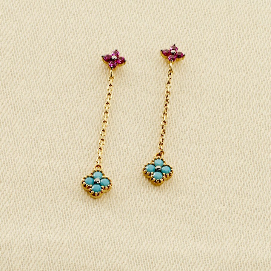 Boucles d'oreilles pendantes BELOVED - Multicolore / Doré - Boucles d'oreilles  | Agatha