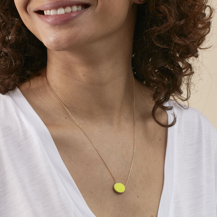 Collier mi-long ATMA - Amazonite/ jaune - Colliers  | Agatha