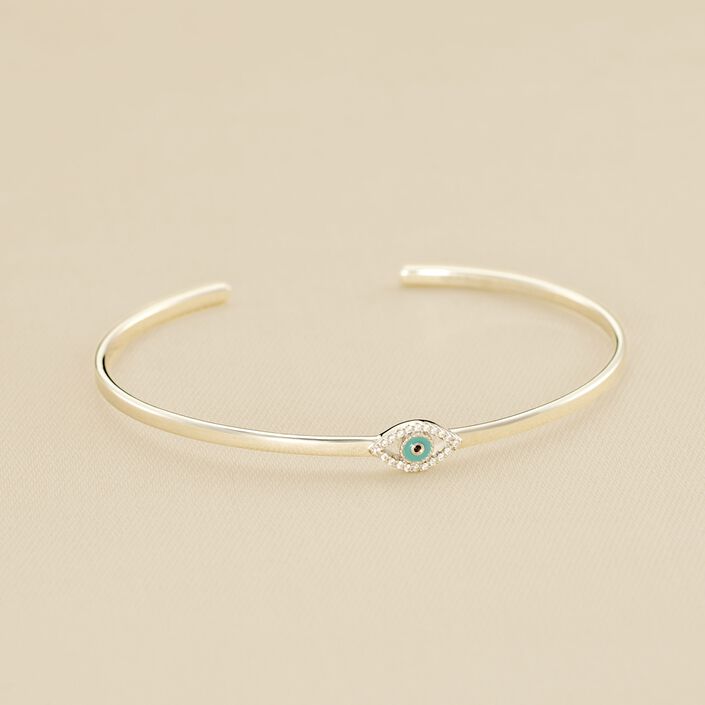 Jonc LUCKY EYE - Turquoise / Argenté - Bracelets  | Agatha