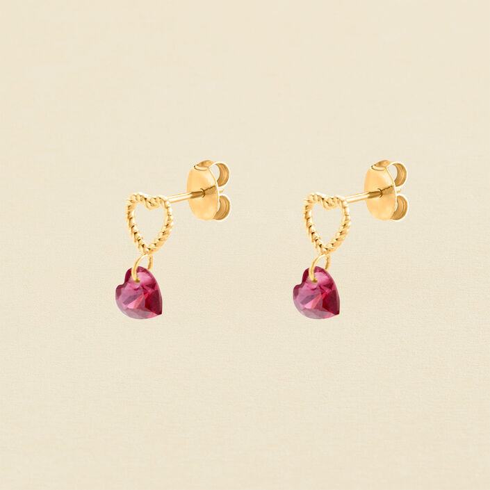 Boucles d'oreilles puces BEGUIN - Rouge / Doré - Boucles d'oreilles puces  | Agatha