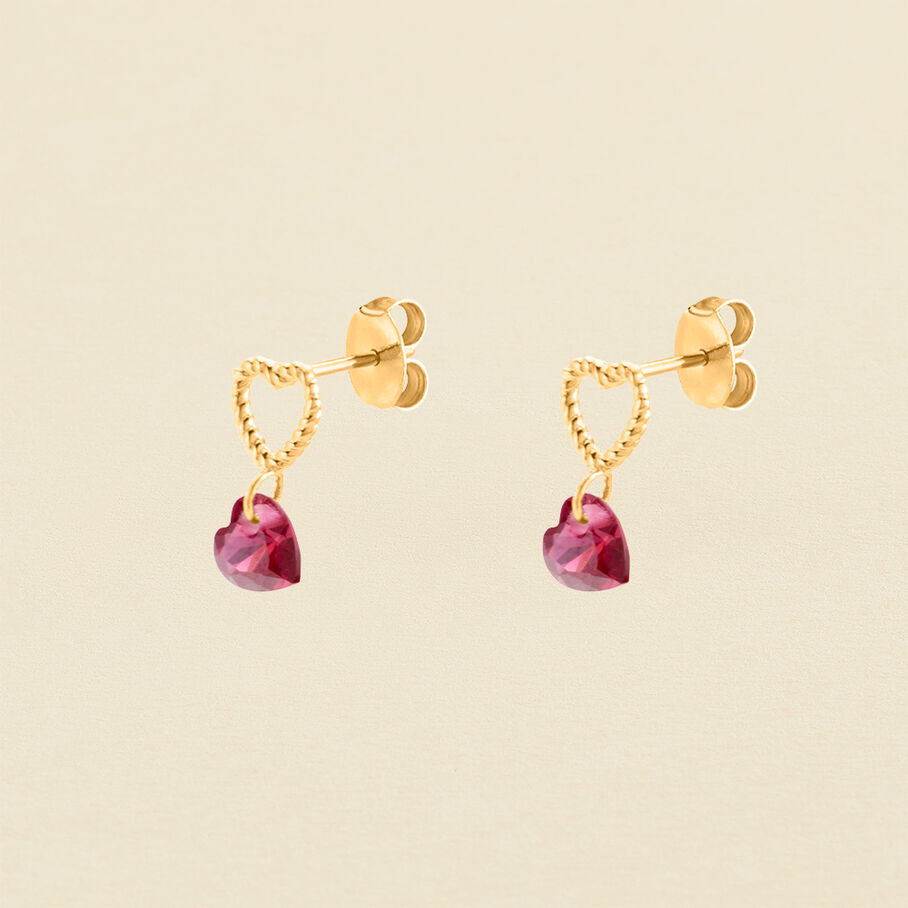 Boucles d'oreilles puces BEGUIN - Rouge / Doré - Boucles d'oreilles puces  | Agatha