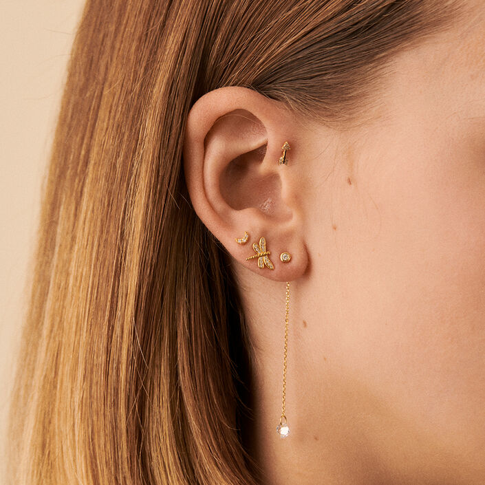 Piercing puce PERCEE - Cristal / Doré - Piercings  | Agatha