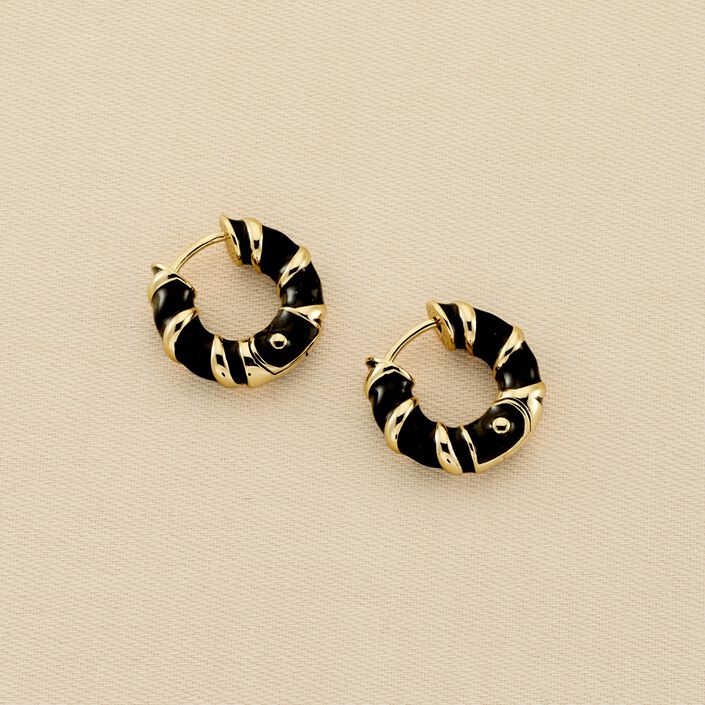 Créoles SESHA - Noir / Doré - Boucles d'oreilles  | Agatha