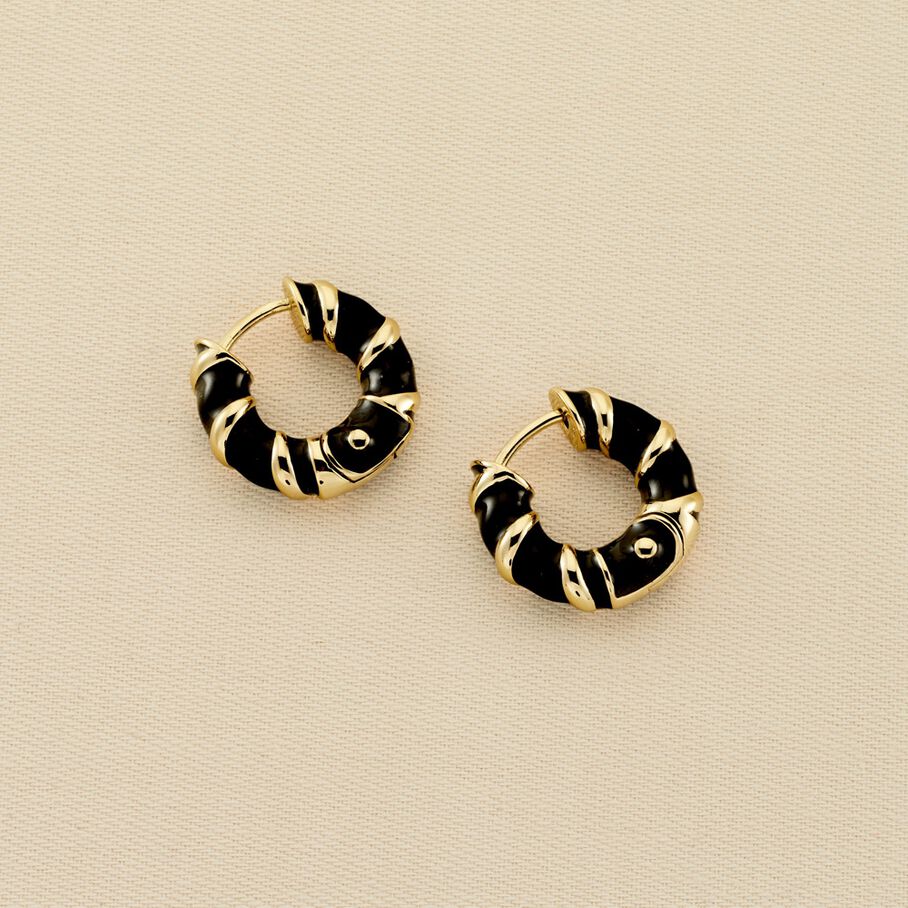 Créoles SESHA - Noir / Doré - Boucles d'oreilles  | Agatha