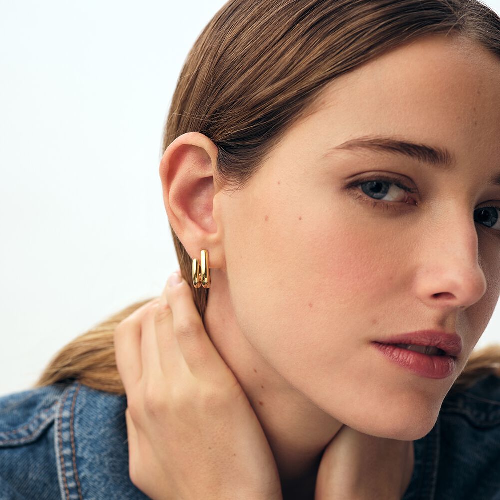 Boucles d'oreilles pendantes TRIJONC - Dor&eacute; - Boucles d'oreilles puces  | Agatha