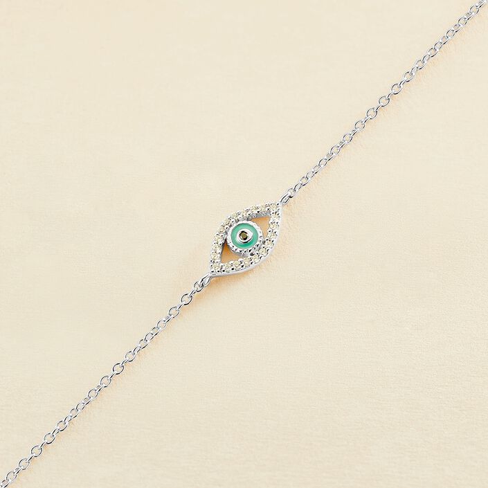 Bracelet souple LUCKY EYE - Turquoise / Argenté - Bracelets  | Agatha