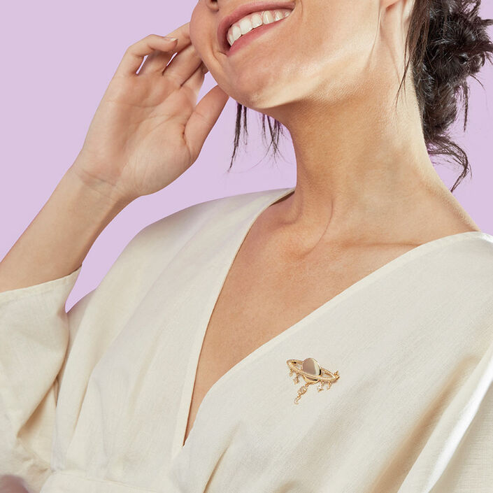Broche BIGBANG - Cristal / Doré - Accessoires  | Agatha