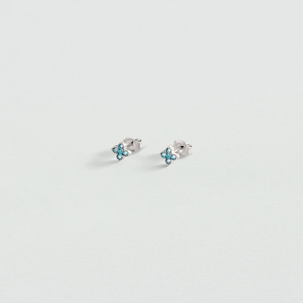 Boucles d'oreilles puces BELOVED - Turquoise / Argent&eacute; - Boucles d'oreilles puces  | Agatha