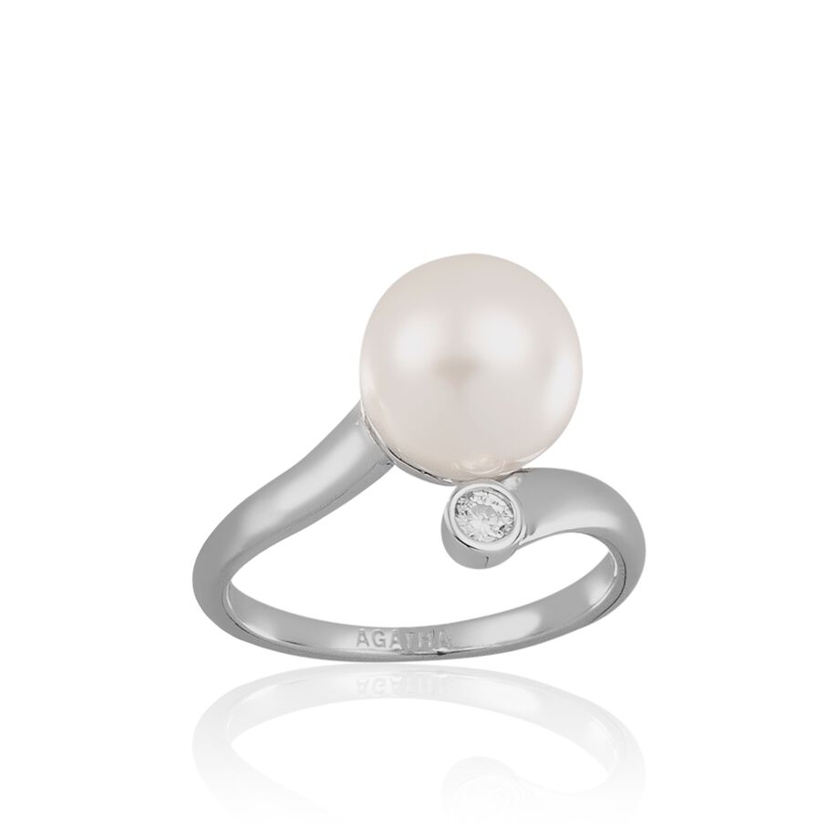 Bague large PEARLS - Perle / Argenté - Bagues  | Agatha