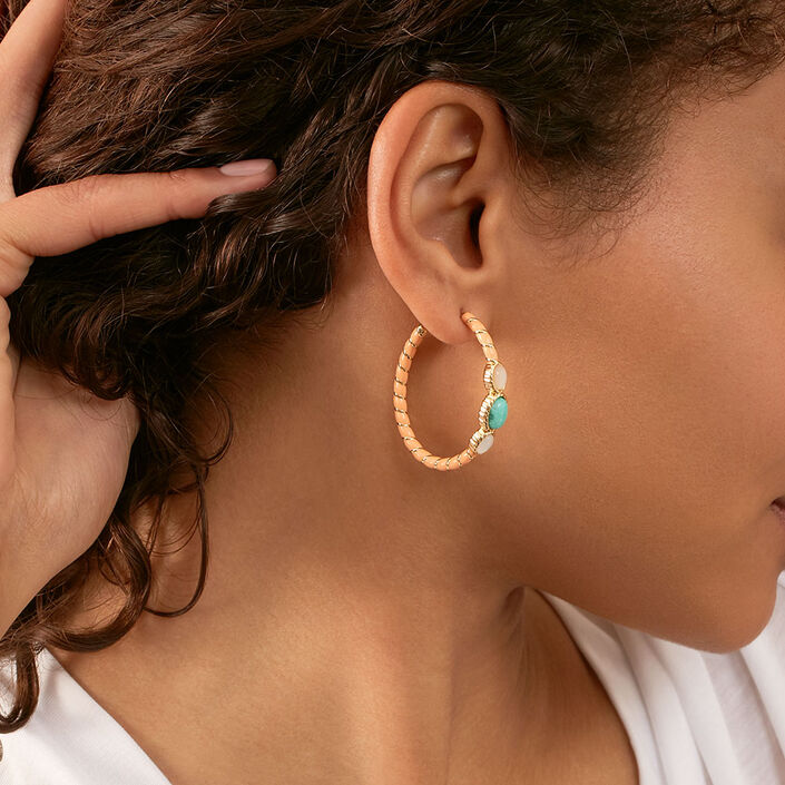 Créoles ARLEQUIN - Orange / Doré - Boucles d'oreilles  | Agatha