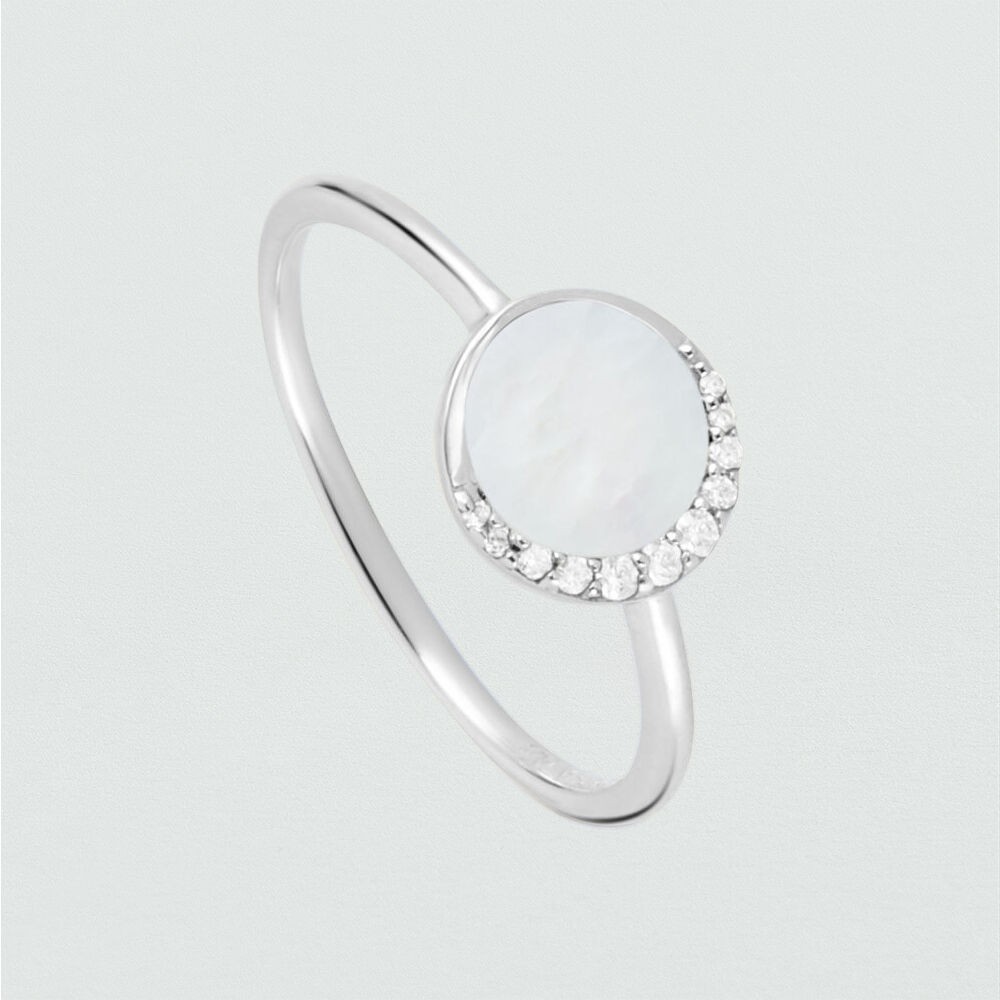 Bague fine MOONNACRE - Nacre / Argenté - Outlet  | Agatha