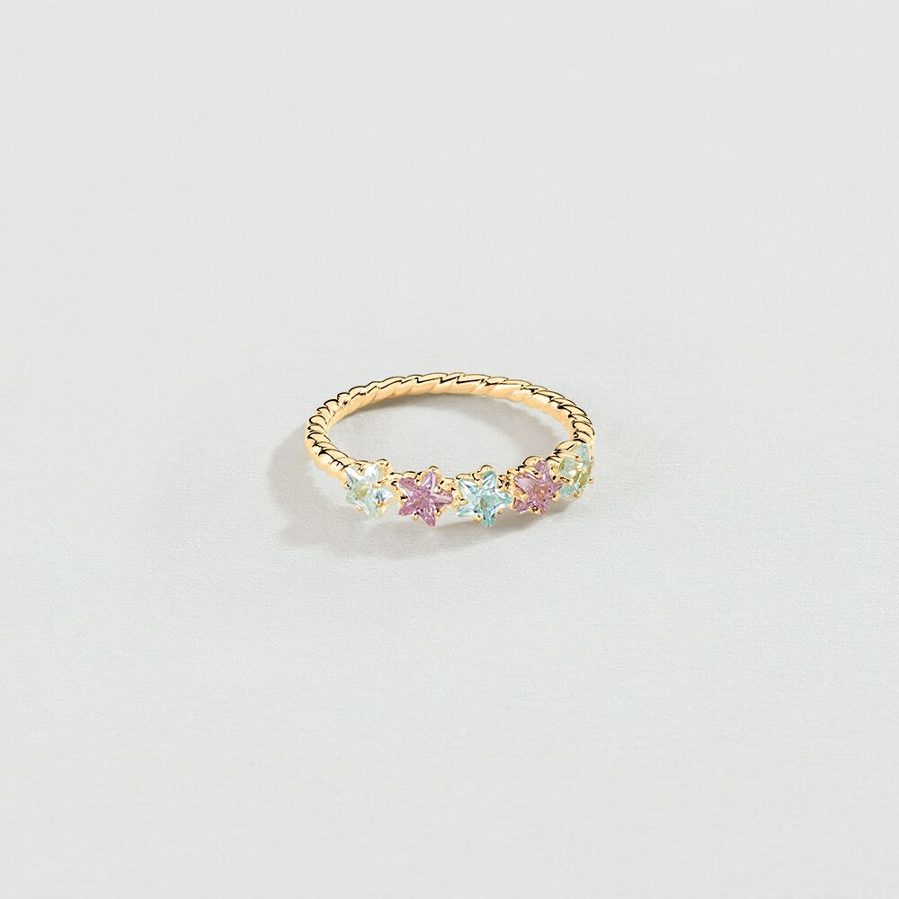 Bague fine SPACEAG - Multicolore / Doré - Bagues avec pierre  | Agatha