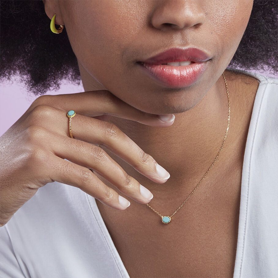 Bague fine ATMA - Amazonite/ jaune - Bagues  | Agatha
