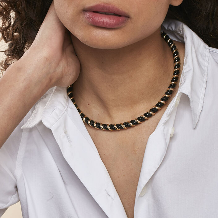 Collier ras du cou SESHA - Noir / Doré - Colliers  | Agatha