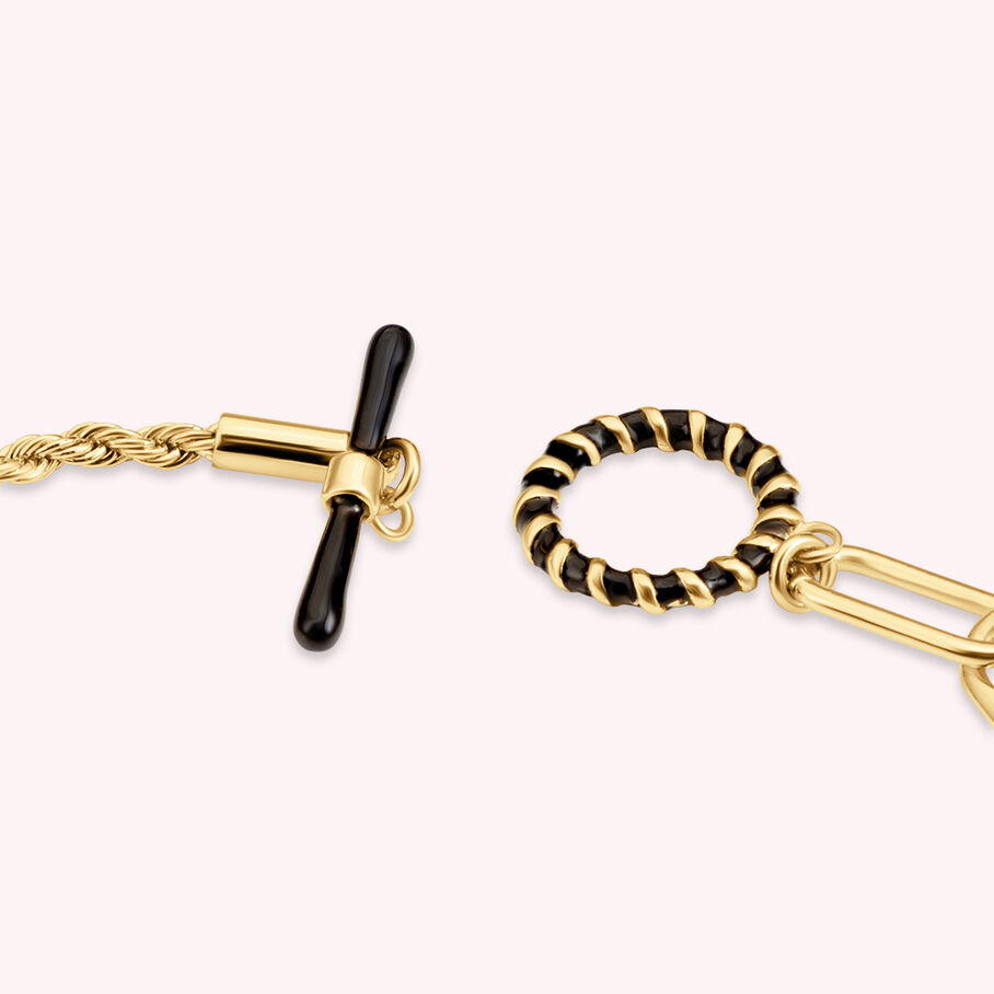 Bracelet souple SESHA - Noir / Doré - Bracelets  | Agatha