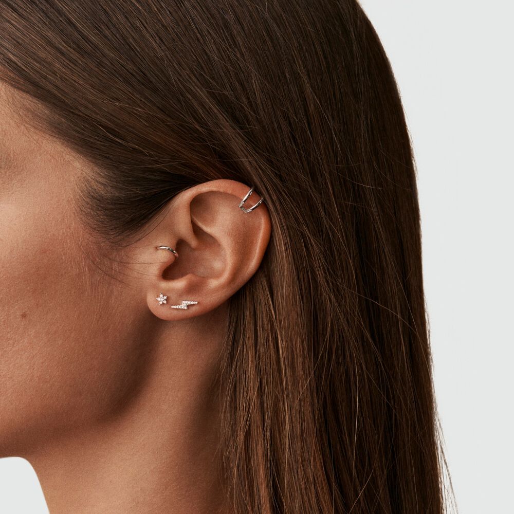 Piercing puce FLOR6 - Cristal / Argent&eacute; - Argent v&eacute;ritable  | Agatha