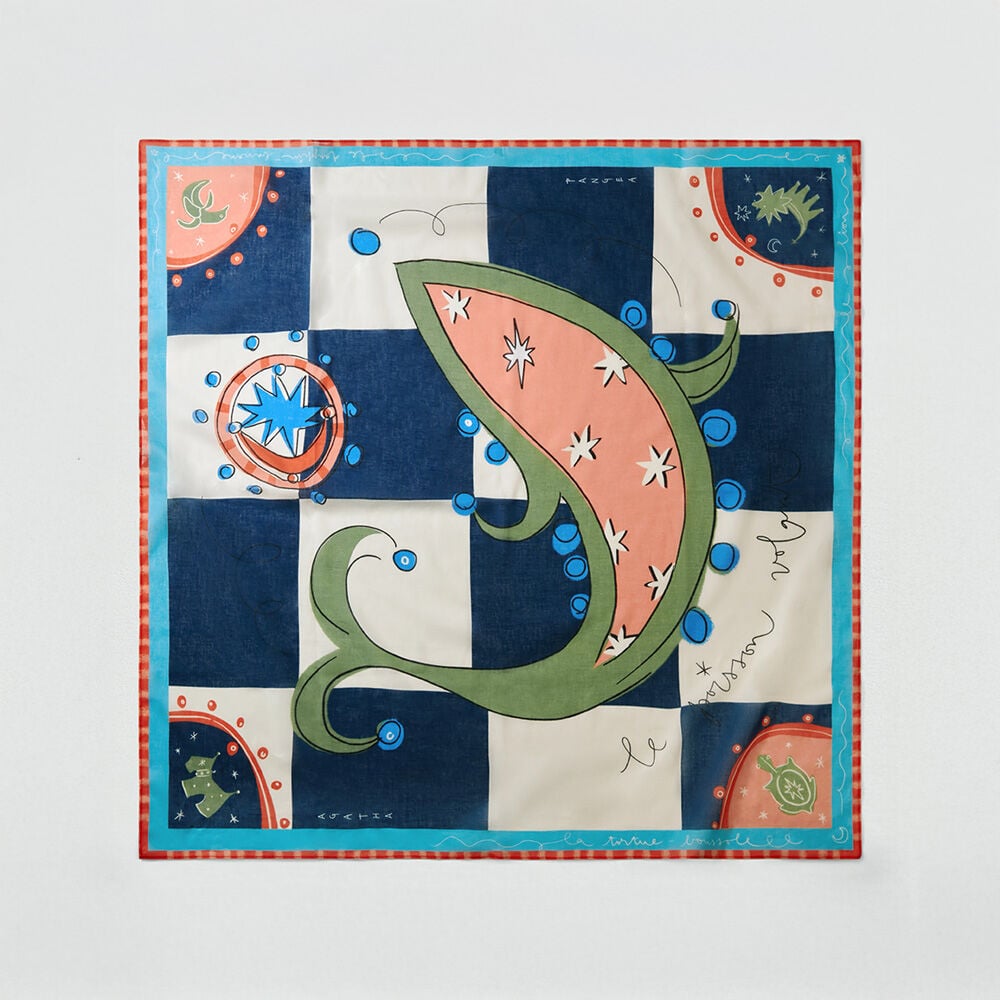 Foulard COTON PANGEA - Bleu / Rose - Lookbooks nouveaut&eacute;s  | Agatha