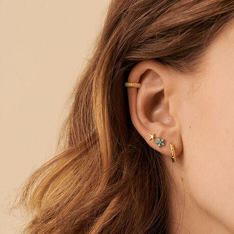 Piercing puce FLOR6 - Turquoise / Doré - Piercings  | Agatha