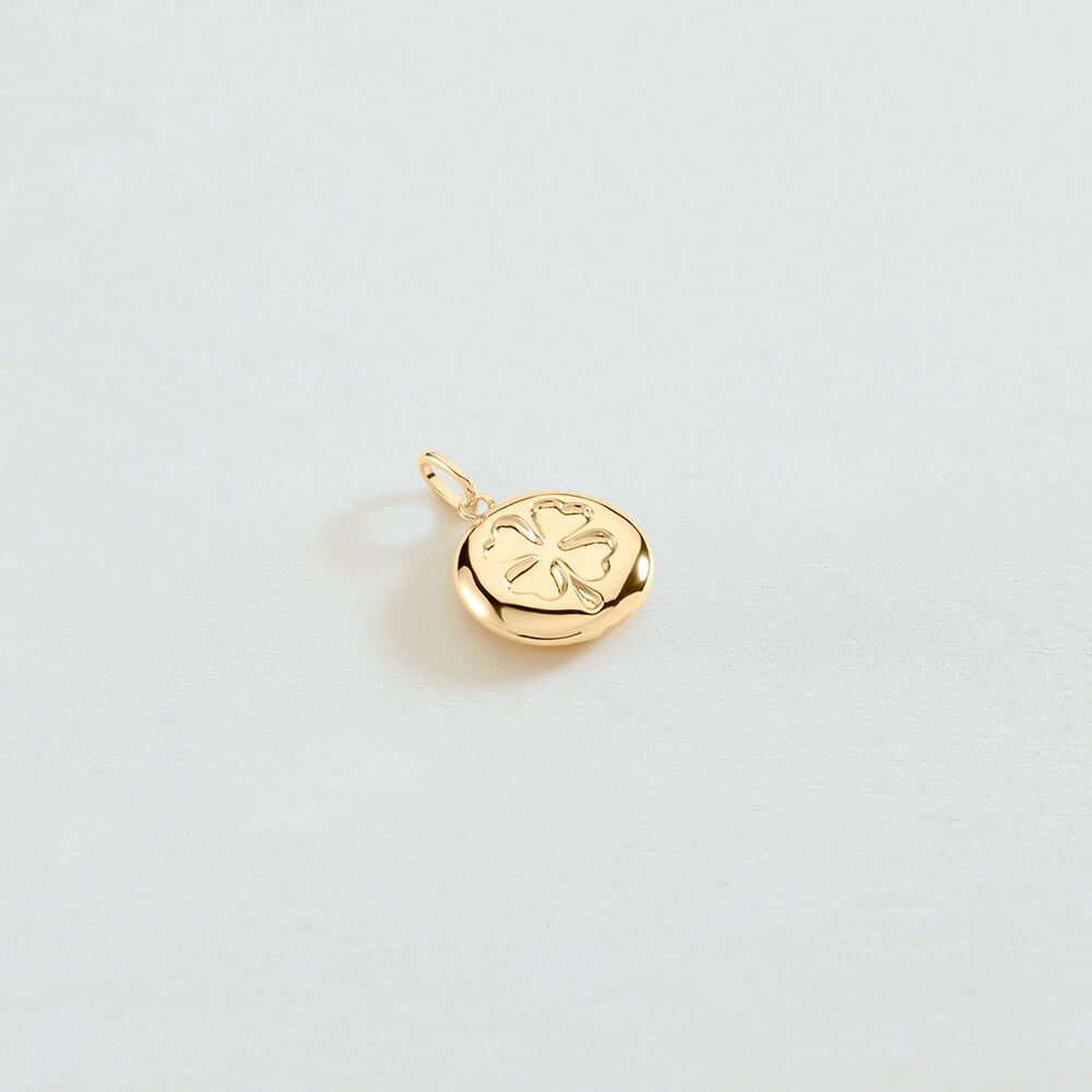 Pendentif MEDAILLON TRÈFLE - Doré - Bijoux sans pierre  | Agatha